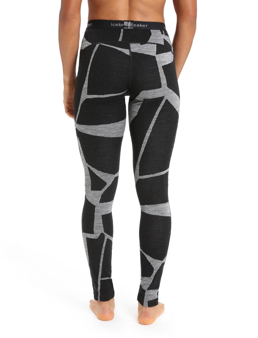 Icebreaker Merino 250 Vertex Thermal Fractured Landscapes Női Leggings Fekete | HU 1542ILHS